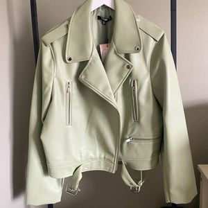 Sage Green Missguided Faux Leather Jacket